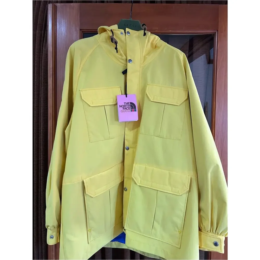 Men's Gucci X North Face techno, hooded rain, jacket size XL